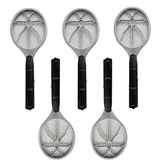 Bug Zapper Battery operated Electric Fly Swatter Racket for Flies, Mosquitos, Wasps and other Insects - Ideal for Indoor and Outdoor Use (x5)