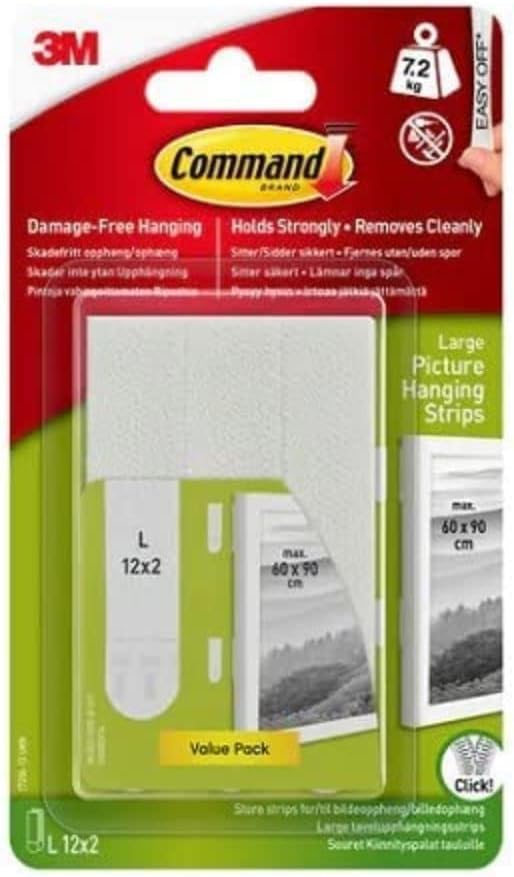Command Picture & Frame Hanging Strips Value Pack, Large, White, 12