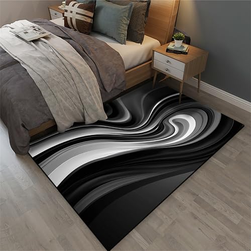 Tapete Decorativo Abstracto Moderno 6x9ft Marrón y Negro miniatura 4