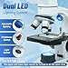 Binocular Microscope 40X-1000X LED Lighting for Kids Students Adults School Lab Home Education with Microscope Slides Set,Phone Adapter
