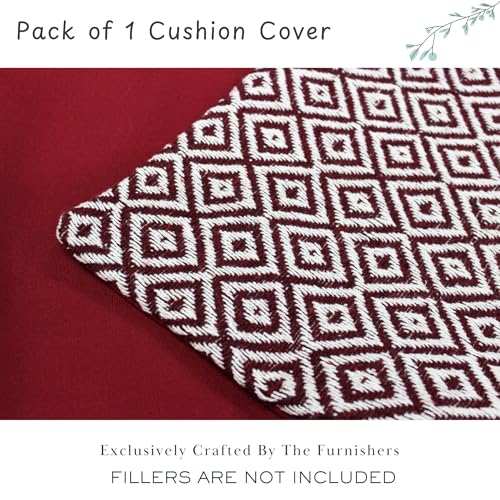 Image of Reversible 20x20 Maroon Cotton Argyle Woven Pack of 1 Fashion Throw Pillow Covers Cases for Couch Sofa Home Decoration | 50 x 50 cm