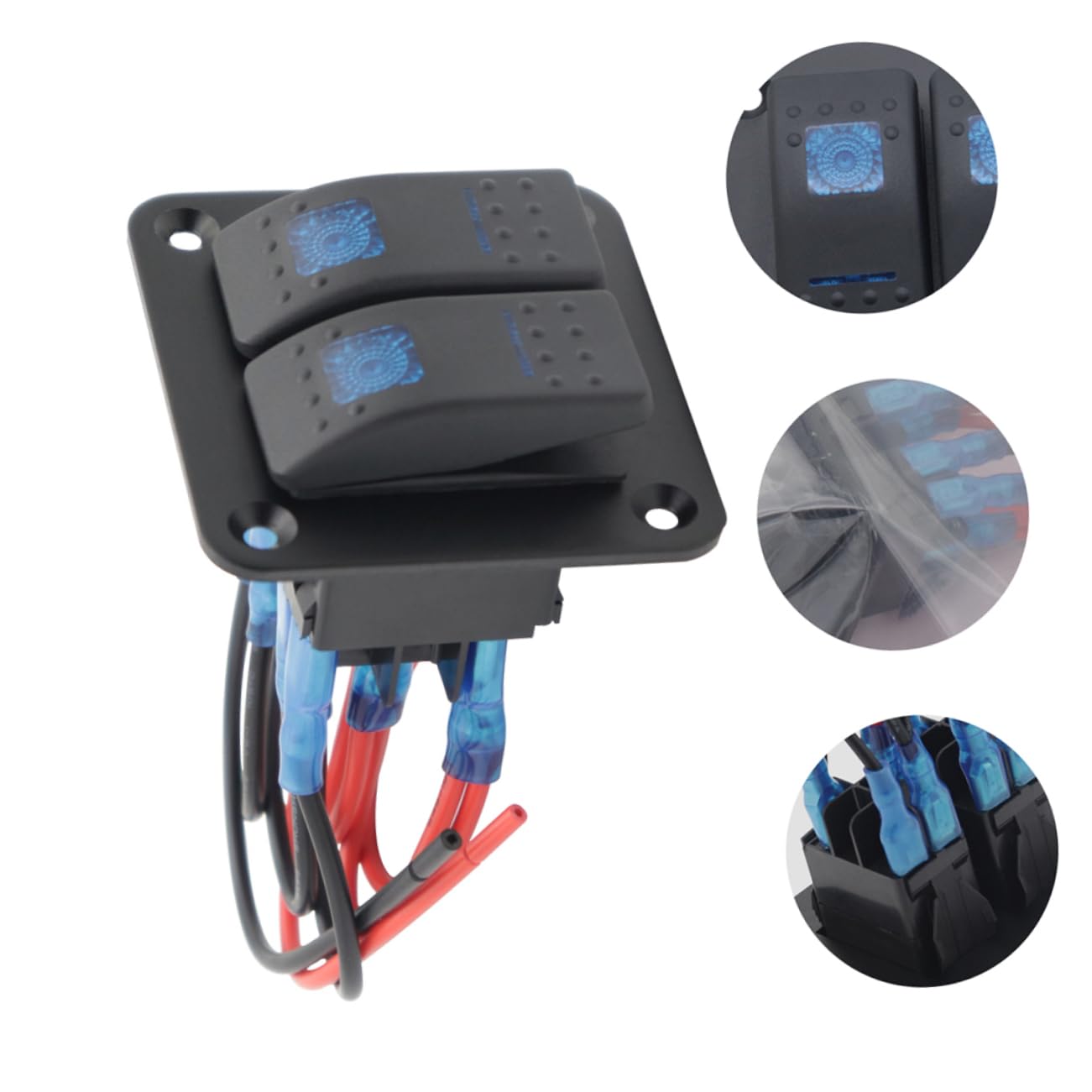 OSOLADY 2-Button Safety Panel for Rv Car Use Modifiable Switch Panel Blue 5p Connectors Easy Install Durable for Vehicles Boats Motorcycles