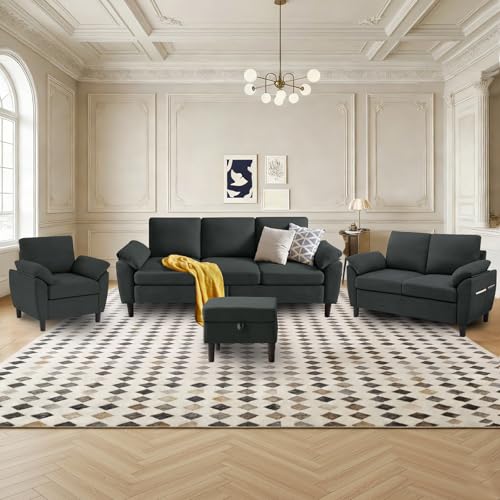 Enobala 4 PCS Convertible Sectional Sofa, Modern 3-Seat