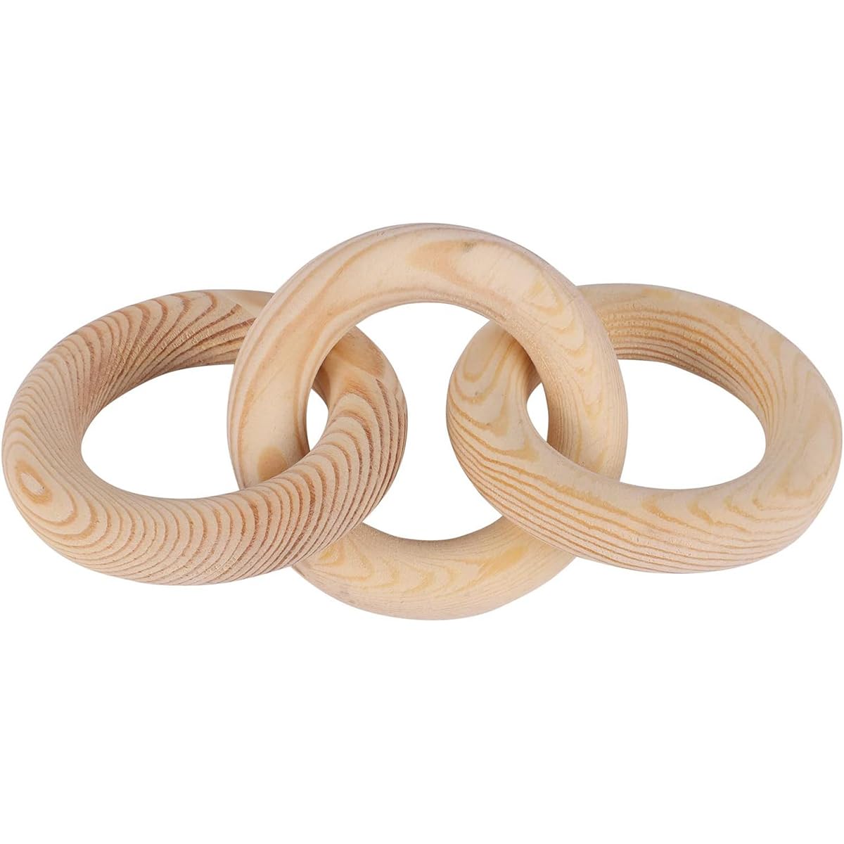 JOYWU Wood Knot Decor for Coffee Table,3-Link Wood Chain Link Decor,15cm White/Wood Color Knot Decorative Object,Rustic Decorative Chain Knot,Hand Carved Wooden Knot Decor for Home Decor (c-21cm)
