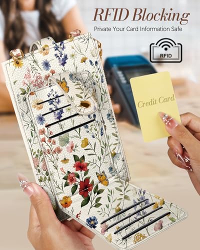 Image of Miss Adola Phone Purse Crossbody Bags for Women - Leather Small Cell Phone Wallet RFID Blocking with Card Slots & Adjustable Strap Cute Designer Aesthetic Cross Body Bags, Vintage Flower