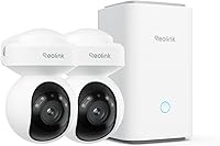 REOLINK 5MP PTZ WiFi Security Camera System with Auto Tracking, Home Hub & 2x E1 Outdoor Cameras - Offline Recording, Color Night Vision