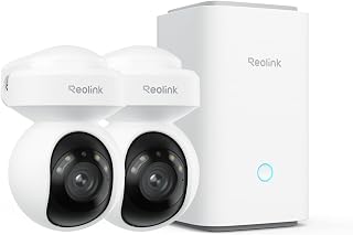 REOLINK 5MP PTZ WiFi Security Camera System with Auto Tracking, Home Hub & 2x E1 Outdoor Cameras - Offline Recording, Color Night Vision