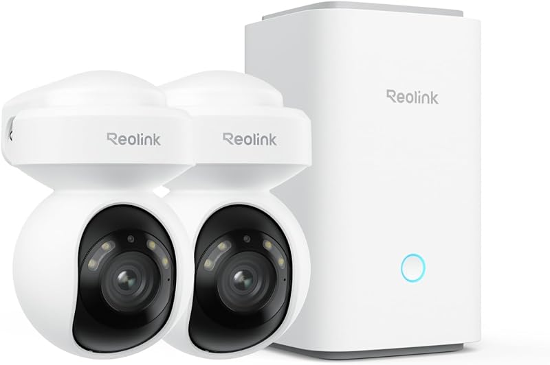 Outdoor Security Camera System, 5MP PTZ WiFi Cameras, Plug-in Power | Auto Tracking, 256GB microSD Card Included, Supports Max.512GB×2 Storage, 24/7 Offline Recording, Home Hub with 2x E1 Outdoor