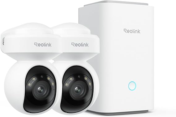 REOLINK Outdoor Security Camera System, 5MP PTZ WiFi Cameras with Auto Tracking, Plug-in Power, microSD Card Included, Supports Max.512GB2 Storage, 24/7 Offline Recording, Home Hub with 2x E1 Outdoor