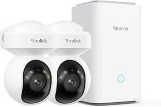 Outdoor Security Camera System, 5MP PTZ WiFi Cameras, Plug-in Power | Auto Tracking, 256GB microSD Card Included, Supports Max.512GB×2 Storage, 24/7 Offline Recording, Home Hub with 2x E1 Outdoor