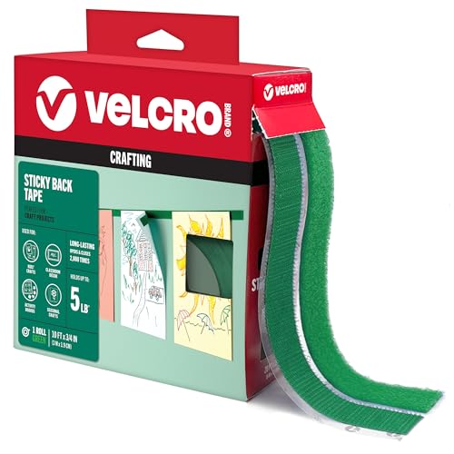 Image of VELCRO Brand Colors | Green Sticky Back Tape | 10ft Roll with Adhesive, Cut Strips to Length | Mount Classroom Decor, Create Seasonal Craft Projects | Organize Home or Office