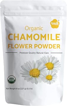 Iyasa Holistics Organic Chamomile Flowers Powder 8oz - Chamomile Tea Organic Food Grade - Baking, Cooking & Cold Drinks - DIY Face Masks, Skin & Hair Care - USDA Organic Powder