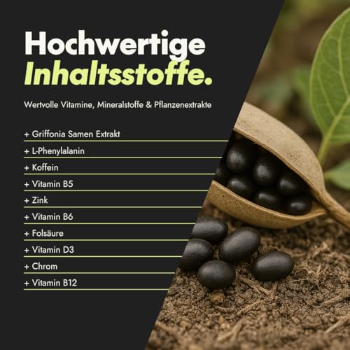 serotalin® Active Brain Performance (ehem. Happy Energy) - 5-HTP - L-Phenylalanin - Serotonin & Dopamin Vorstufe - Energie Komplex - Hochdosiert - Vegan & Made in Germany - 60 Kapseln (2 Monate)