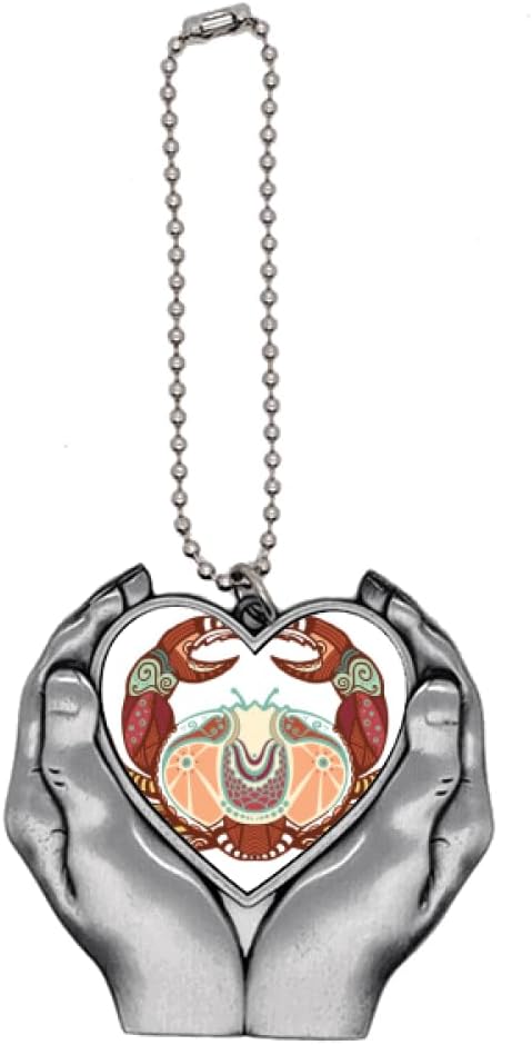 Cancer Constellation Zodiac Symbol Car Keychain Heart Pendant Ornament Charm