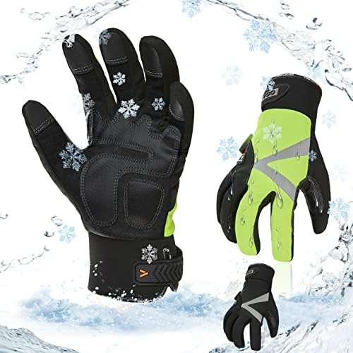 Vgo... -20/-4°F Warm Winter Cold Weather Waterproof Safety Work Gloves,3M Thinsulate Lining,TouchscreenSL8777FW,Blue,L,1Pair