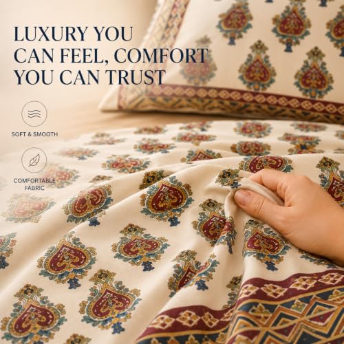 Image of BSB HOME 240 TC Premium Single Bed Bedsheet, Soft Floral Printed Bed Sheet, Elegant Cotton-Look Bedding with Stylish Floral Pattern Bedsheet for Bedroom, 60 x 90 Inches (152 x 229 cm) - Espresso