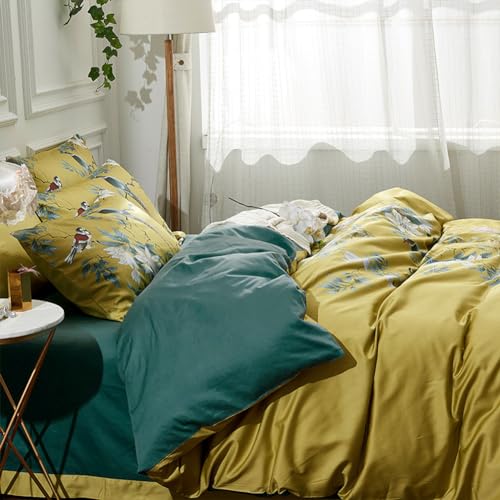 Mixinni MI05288-K Duvet Cover Set King Size Bird Flower Pattern Soft Long Staple Cotton Floral Bedding Comforter Cover Set thumb #2