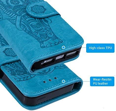 SUPWALL Compatible with iPhone 6 6S Wallet Case PU Leather Oil Wax Embossed Elephant Flip TPU Case Cover Detachable Wallet Credit Card Slots Magnetic Flap Closure Cover for iPhone 6 6S