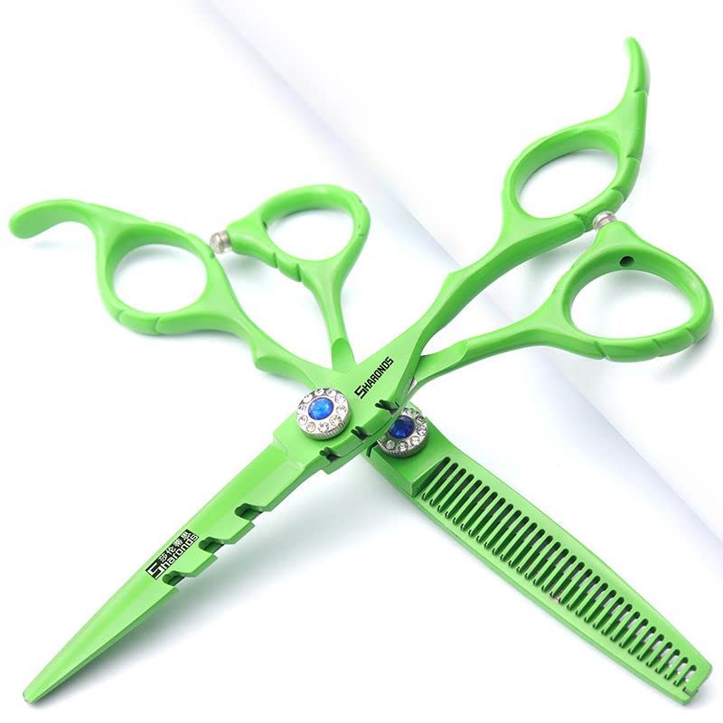 SHARONDS Tijeras de pelo de acero inoxidable de alta dureza 440C de 6 pulgadas para peluquería, estilista, herramienta de adelgazamiento para peluquería especial (juego de tijeras)