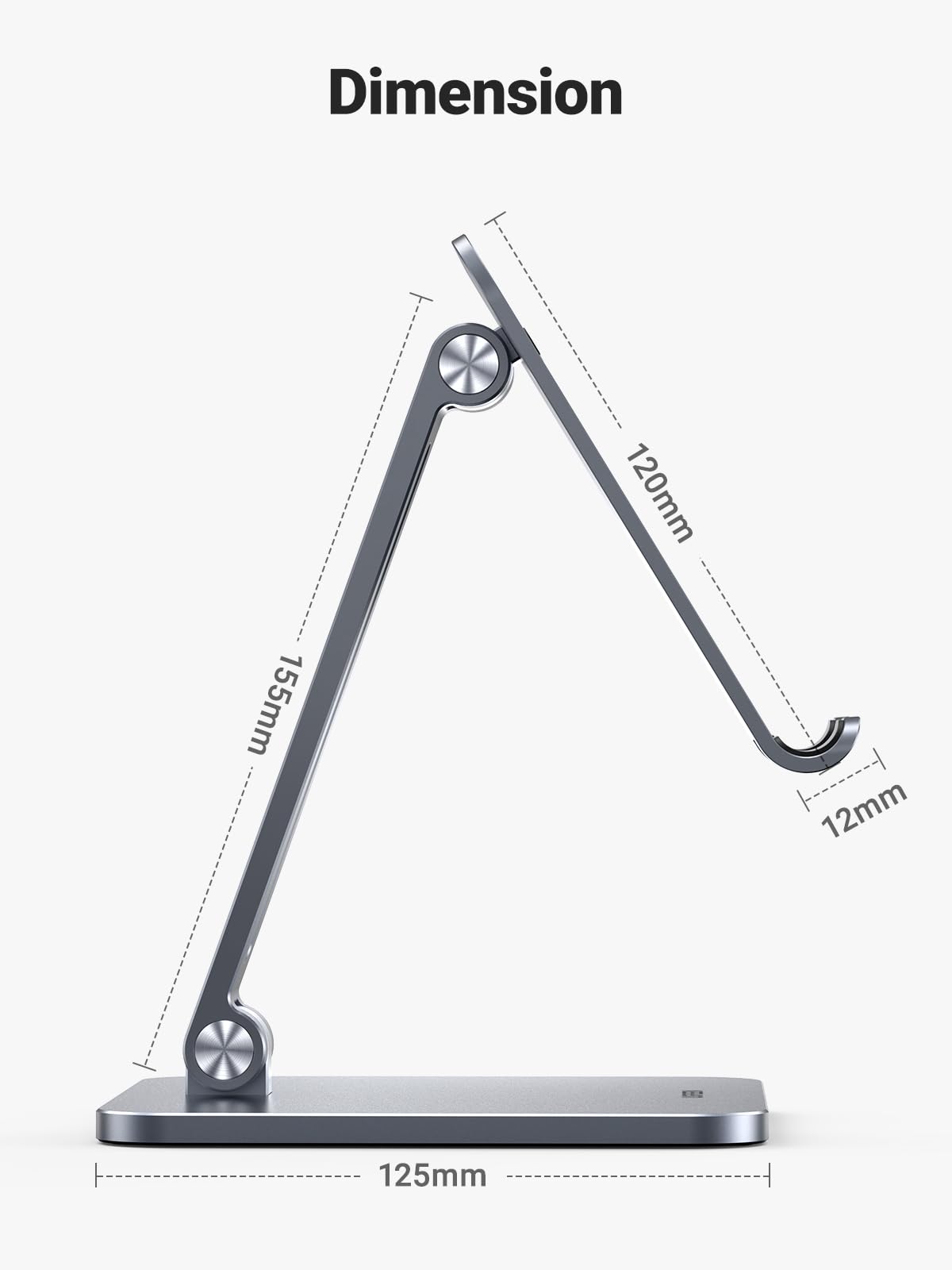 UGREEN Support Tablette Bureau Réglable Porte Téléphone Pliable en Aluminium Compatible avec iPhone 16 iPad Pro 12,9 Air 2022 Mini Galaxy Tab A9 (Gris)