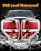 OKLPF Rear Brake Tail Lights Compatible With 2009 2010 2011 2012 2013 2014 Ford F150 F-150,Replace Silver Taillights Assembly Red Chrome Tail Lights,Not Included Bulbs,Driver and Passenger Side