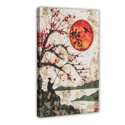 Impression Hanafuda aux couleurs vibrantes, grande toile murale anti-ternissement