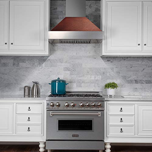 36" Ducted Durasnow Stainless Steel Range Hood With Hand-Hammered Copper Shell (8654Hh-36) #TOP4