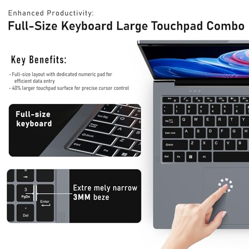 Image of 2026 Gaming Laptop,17.3 Inch Office 365 Laptop Computer,16GB RAM 1TB SSD,N150 Processor(4C /4T, Up to 3.6GHz),17.3 inch FHD 1920 * 1080 Display,WiFi 5,BT4.2, Backlit Keyboard