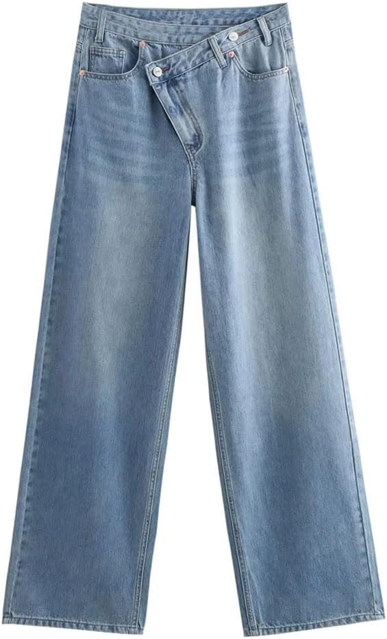 Women's High Waist Wide Leg Straight Jeans