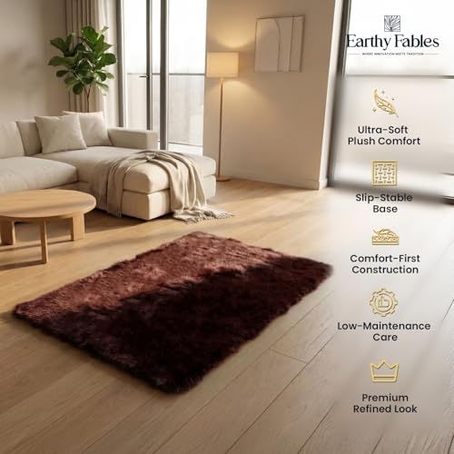 Image of Earthy Fables Feather Microfiber Rug /Mat, Thick, Quick Dry, Anti-Skid, Non-Slip, Machine Washable Floor Rug, Door Mat for Kitchen, Bedroom, Living Room, 60 x 40 cm - Wine