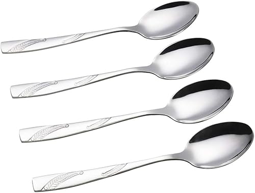 Bringer Juego de 12 cucharas de postre, acero inoxidable, 6.6 pulgadas