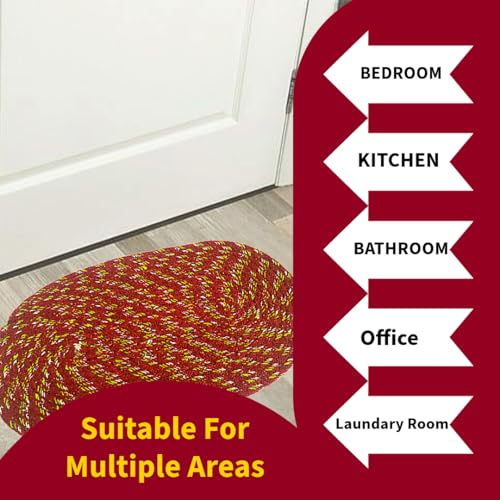 Image of Cotton Doormat for Bedroom, Kitchen, Office | Room Mat |perdan for Home Door |Oval paidan,33x51 cm (Brown)