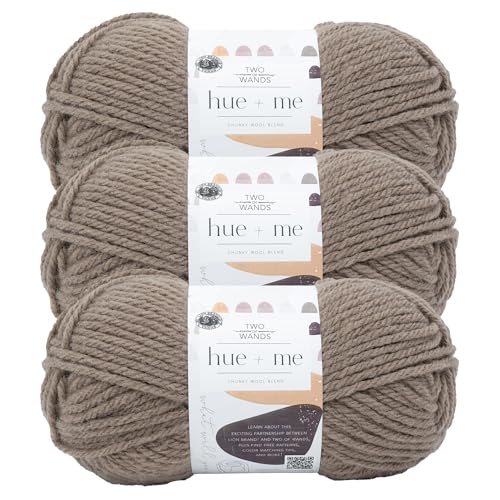 Image of Lion Brand Yarn, Hue + Me Chunky Yarn for Crocheting, Knitting, and Crafts, Warm Stone, 3 Pack
