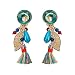 Tassel Earrings Beaded Tiered Thread Earrings Bohemia Dangle Earrings for Women Clip On,Green Resin