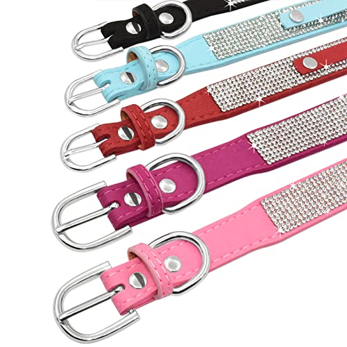 Senristar Personalisierte Bling Strass Hundehalsband mit Namen, Benutzerdefinierte Glitter Crystal Diamond Hundehalsband für Kleine Mittlere Große Hunde