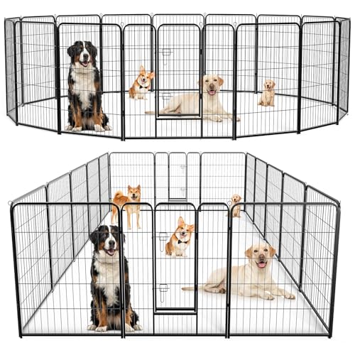 Image of DUMOS Dog Playpen 40 Inch 16 Panels Indoor Outdoor Metal Pet Fence