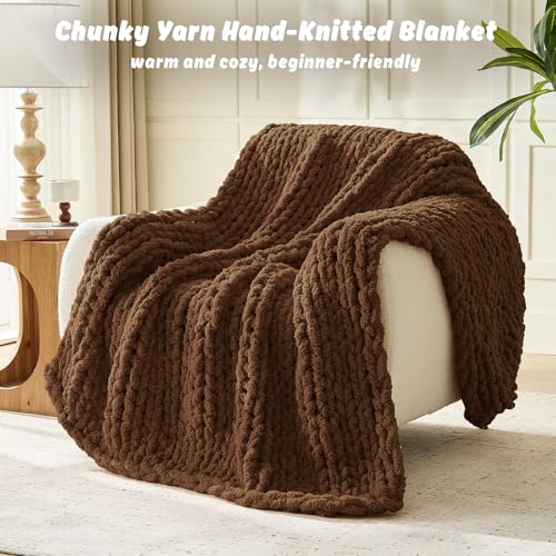 Image of Inhand Chunky Chenille Yarn for Hand Knitting,Thick Bulky Blanket Yarn for Crocheting,Soft Fluffy Yarn for Crochet Birthday Gifts for Men /Women /Beginners,8 Pack (29.5Yds /8.4oz Each),Mocha Brown