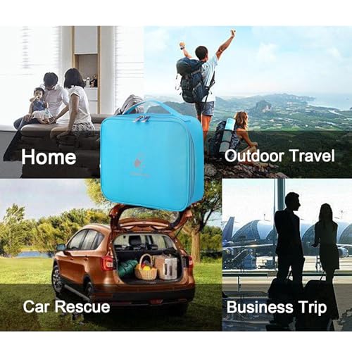 Image of Large First Aid Bag Empty, Portable Travel Pill Bag Double Zipper First Aid Pouch with Handle for Family Outdoors Hiking Camping Car Office Workplace (Blue)