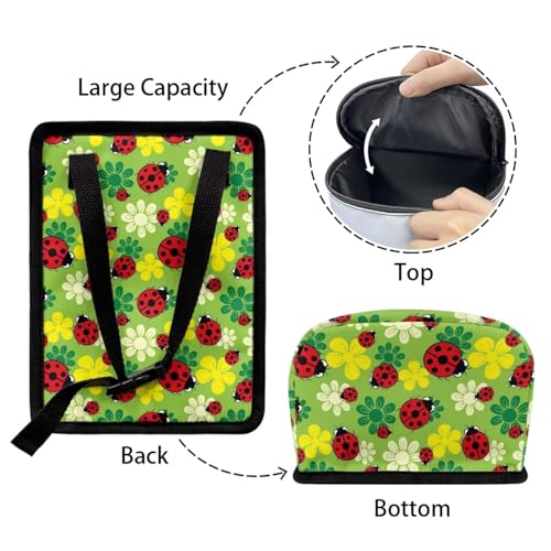 Image of KEIAHUAN Ladybug Car Trash Can with Lid Hanging Garbage Bin and Storage Bag Large Capacity Portable Multi-Functional Rubbish Bag Grocery Organizer for Snacks, Drinks, and Widget, Green