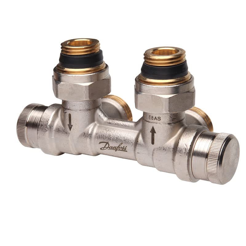 Danfoss - Corps de robinet - Répartiteur auto-équilibrant RLV-KDV pour radiateur Femelle 1/2" (15/21) mural entrée droite - raccordement Mâle 3/4" (20/27) -