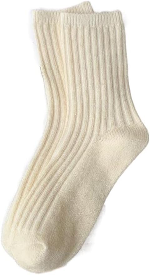 5 pairs Winter Warm Women Streetwear Cashmere Socks Wool Sock Middle Tube Solid Color Casual Thicker