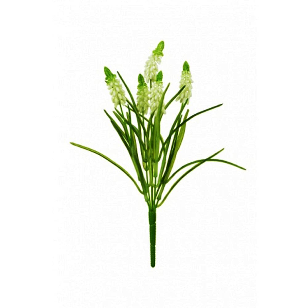 FloristryWarehouse Artificial Muscari or Grape Hyacinth Bush 5 Stems 31cm/12 Inches White