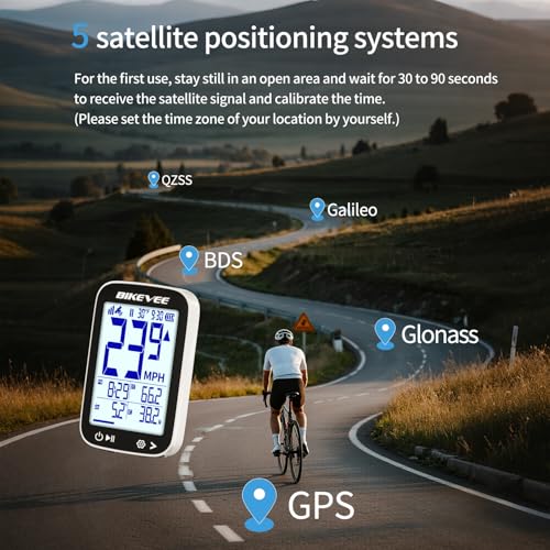 Image of GPS Bike Computer Wireless Cycling Computer with Auto Backlight, Bicycle Speedometer Odometer, Waterproof GPS Speed Tracker for Road Mountain Bikes