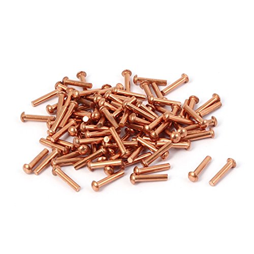 Sourcingmap a16041400ux0881 Round Head Copper Solid Rivets Hardware, Gold, 2 x 10 mm