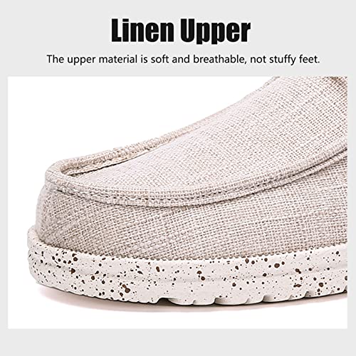 Men's Canvas Slip On Lace up Loafers,Causal Comfortable Soft Sole Driving Walking Shoes Outdoor Lightweight Breathable Work Boat Shoes4