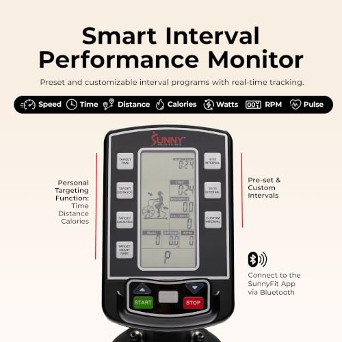 Image of Sunny Health & Fitness Smart Fan Bike for Home Gym, Full Body HIIT & Interval Cardio Training with Air Resistance, Customizable Performance Monitor & Free SunnyFit App Connectivity - SF-B223018