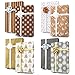 Birsppy Gold + Copper + Silver Designer Wrapping Paper Set: 4 Rolls (8 Designs) of Premium Gift Wrap (80 sq. ft.) with 29 Coordinated Bows, 2 Spools of Ribbon, and 24 Gift Tags