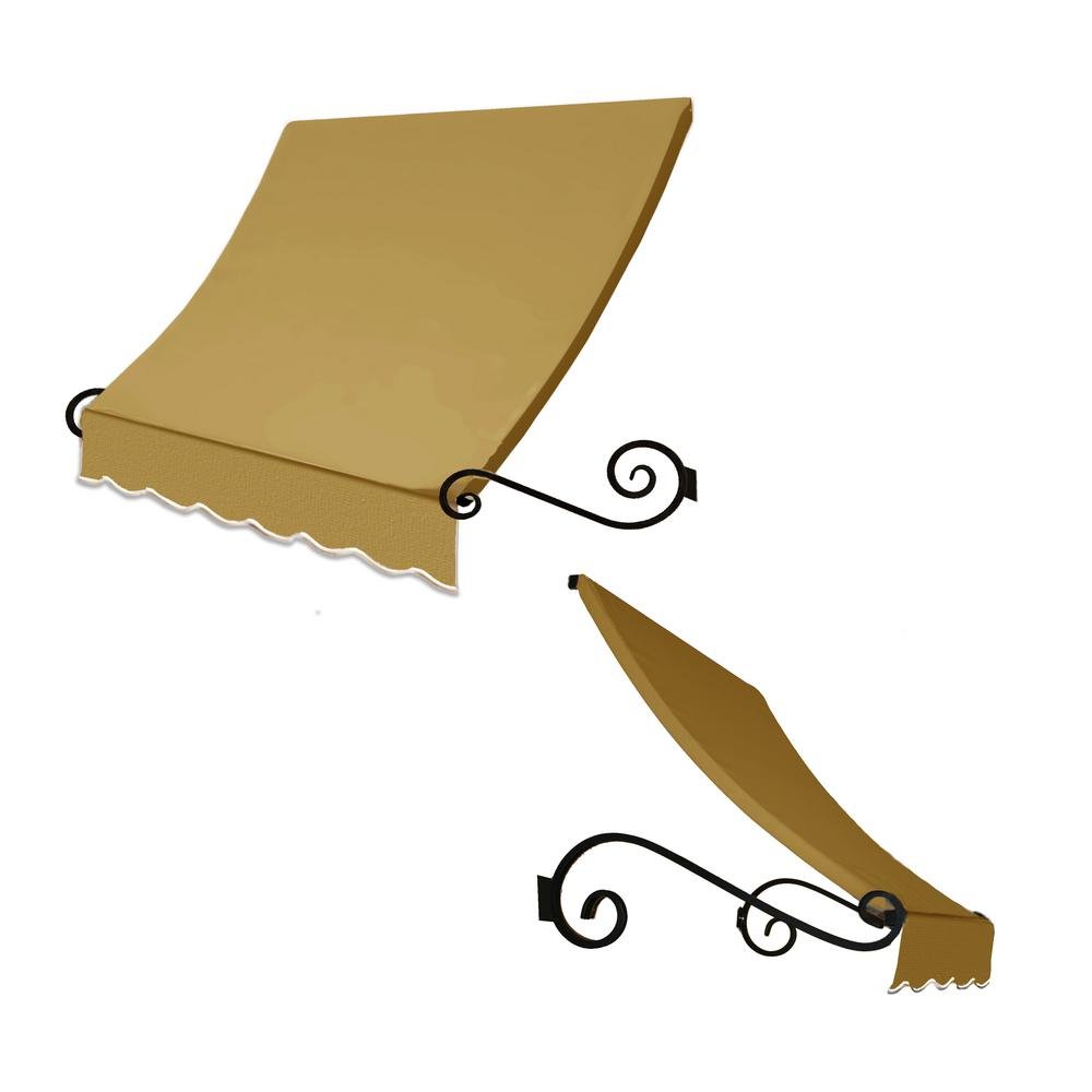 10.38 FT. Charleston Fixed Awning 124.5 in. W X 24 in. H X 36 in. D Acrylic Fabric in TAN by Awntech – Model CT23-10T