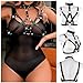 Women's Body Chest Harness Belt, Adjustable Leather Halter Gothic Punk Collar Choker Neck Waist Chest Harness Bondage Strap, BDSM Cosplay Costume Rave Nightclub Party Masquerade Clubwear