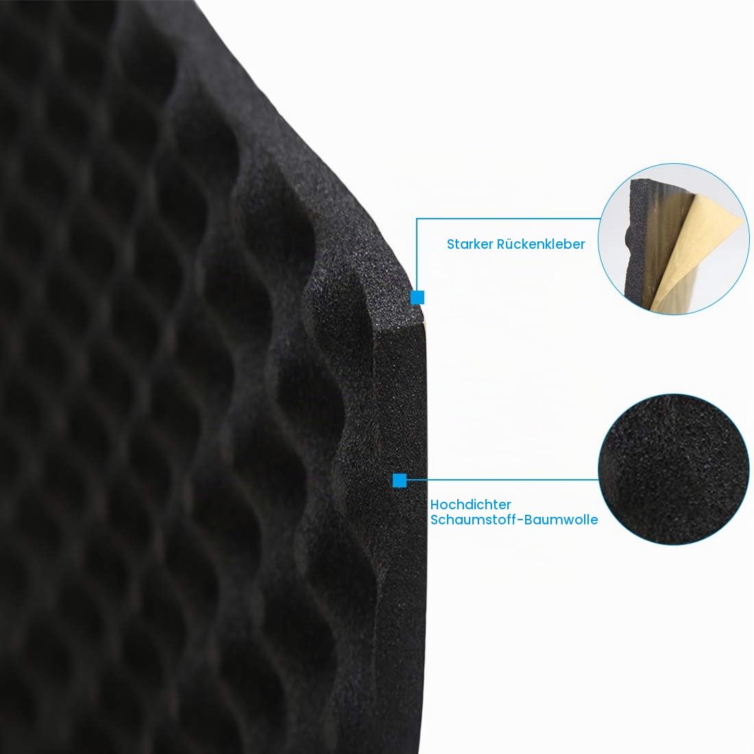 sourcing map Akustikschaum Schallschutz Matte Für Tonstudio 1.5㎡ 10mm | Isolierung, Akustikmatte, Dämmmatte, Für Aufnahmestudio, Hohe Dichte, 50*300cm
